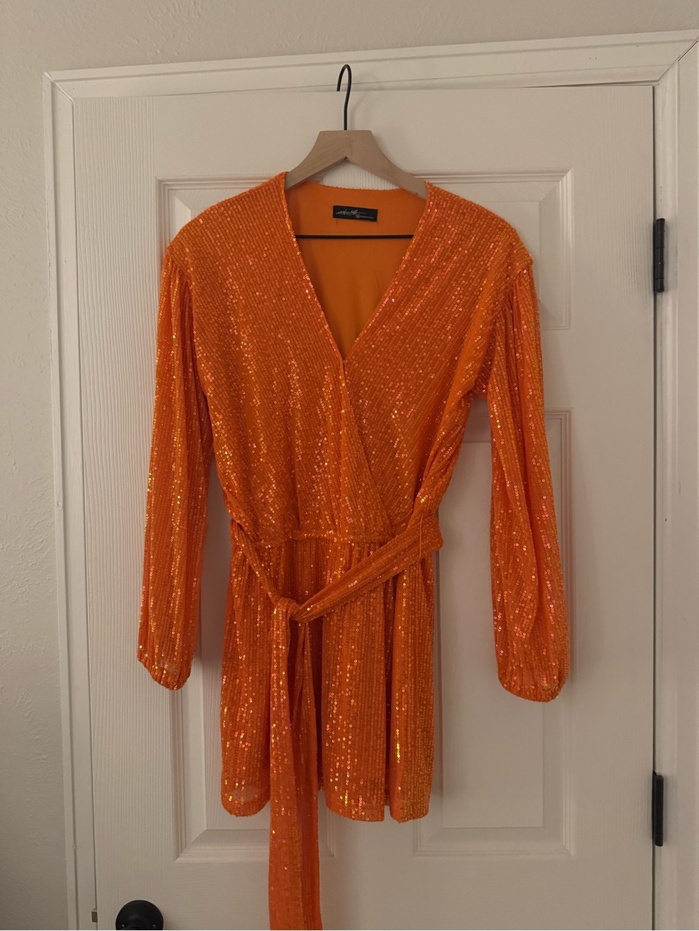Orange Sequin Wrap Dress On Twelfth (VICI)